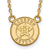 14k Yellow Gold 1/2in Round Houston Astros Pendant on 18in Chain