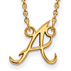 14kt Yellow Gold 1/2in Atlanta Braves A Pendant on 18in Chain