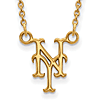 10kt Yellow Gold 1/2in New York Mets NY Pendant on 18in Chain
