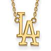 14k Yellow Gold Los Angeles Dodgers LA Pendant on 18in Chain