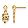 14kt Yellow Gold San Francisco Giants Ball Dangle Earrings