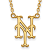 14kt Yellow Gold New York Mets NY Pendant on 18in Chain
