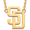 10k Yellow Gold San Diego Padres SD Pendant on 18in Chain