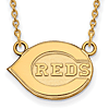 14k Yellow Gold Cincinnati Reds Logo Pendant on 18in Chain