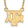 Texas A&M Small Beveled Pendant on 18in Chain 14k Yellow Gold