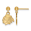 14k Yellow Gold Chicago Blackhawks Dangle Ball Earrings