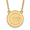 10kt Yellow Gold Chicago Cubs Round Logo Pendant on 18in Chain