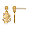 14kt Yellow Gold Florida State University Post Dangle Ball Earrings