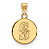 10k Yellow Gold 1/2in Seattle Mariners S Round Pendant