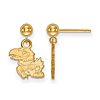 14kt Yellow Gold University of Kansas Dangle Ball Earrings