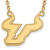 14k Yellow Gold University of South Florida Bull Horns U Necklace