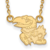 14k Yellow Gold 1/2in University of Kansas Left Pendant on 18in Chain