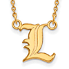 10k Yellow Gold 1/2in University of Louisville L Pendant on 18in Chain