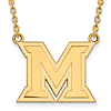 10k Yellow Gold Miami University M Pendant on 18in Chain