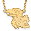 Univ. of Kansas 3/4in Left-Facing Jayhawk Necklace 14k Yellow Gold