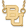 14k Yellow Gold Small Baylor University BU Pendant with 18in Chain