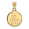 14k Yellow Gold 3/8in Los Angeles Dodgers Round Pendant