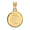 10k Yellow Gold 1/2in San Diego Padres Round Pendant