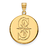 14k Yellow Gold 3/4in Round Seattle Mariners S Pendant