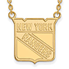 10k Yellow Gold New York Rangers Logo Necklace 3/4in