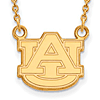 14kt Yellow Gold 1/2in Auburn University Pendant with 18in Chain