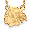 Chicago Blackhawks Pendant on Necklace 14k Yellow Gold