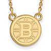 10k Yellow Gold Small Round Boston Bruins Pendant with 18in Chain