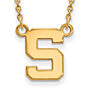 14k Yellow Gold 1/2in Michigan State University Block S Necklace