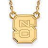 14k Yellow Gold 1/2in North Carolina State University Block S Necklace