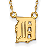 14kt Yellow Gold 3/8in Detroit Tigers D Pendant on 18in Chain
