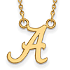 14kt Yellow Gold 1/2in University of Alabama A Pendant with 18in Chain