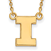10k Yellow Gold 1/2in Univ. of Illinois Block I Pendant on 18in Chain