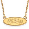 10k Yellow Gold Small Oval Ole Miss Pendant with 18in Chain