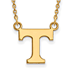 10k Yellow Gold 1/2in University of Tennessee T Pendant on 18in Chain