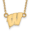 14kt Yellow Gold 1/2in University of Wisconsin W Pendant on 18in Chain
