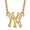 14kt Yellow Gold New York Yankees Small Pendant on 18in Chain