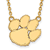 10kt Yellow Gold Clemson University Tiger Paw Pendant with 18in Chain