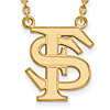 Florida State University 3/4in FS Pendant Necklace 14k Yellow Gold