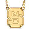 14k Yellow Gold North Carolina State University Block S Necklace