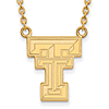10kt Yellow Gold Texas Tech University Logo Pendant with 18in Chain