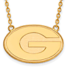 14kt Yellow Gold 3/4in University of Georgia G Pendant with 18in Chain