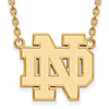 14k Yellow Gold University of Notre Dame Pendant with 18in Chain