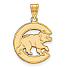 14kt Yellow Gold 3/4in Chicago Cubs Walking Cub Laser-cut Pendant
