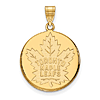 10k Yellow Gold Toronto Maple Leafs Round Pendant 3/4in