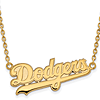 14k Yellow Gold 5/8in Dodgers Pendant on 18in Chain
