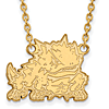 14k Yellow Gold TCU Horned Frog Pendant with 18in Chain
