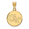 14k Yellow Gold Georgia Tech Disc Pendant 5/8in