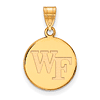 Wake Forest University WF Disc Pendant 5/8in 10k Yellow Gold