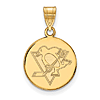10k Yellow Gold 5/8in Pittsburgh Penguins Round Pendant