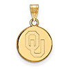 14kt Yellow Gold 1/2in University of Oklahoma OU Round Pendant